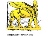 A composite animal (lion and man and eagle), reminiscent of Ezekiel`s vision